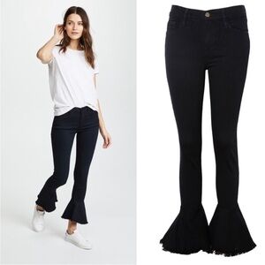 Frame Le Skinny De Jeanne Flounce Jeans Size 26 Black Flare Denim Stretch